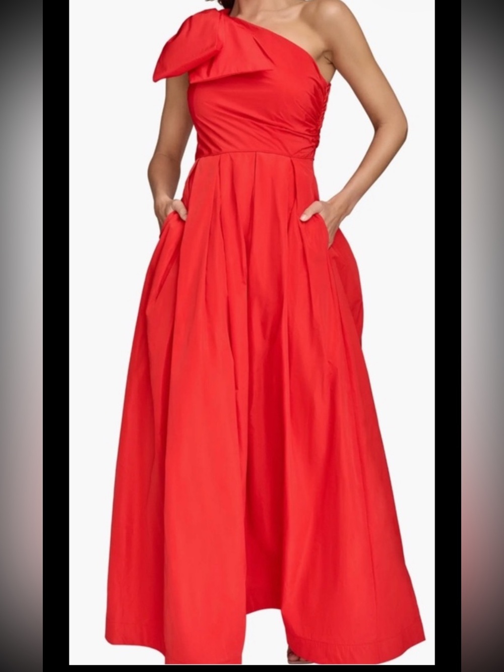 Donna Karan Taffeta Gown, Sz 10, Red, New Without Tag